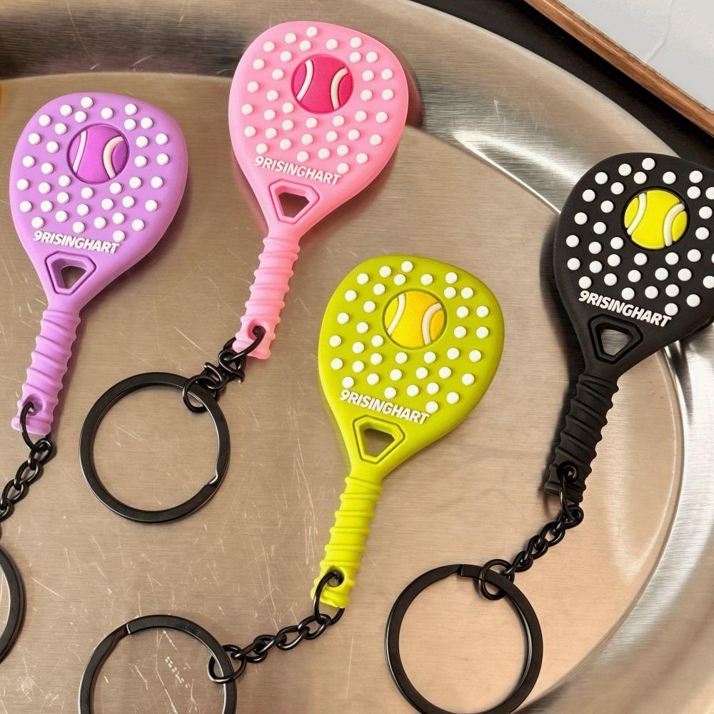 PVC Tennisracket Nyckelring Mjukt Gummiracketväska Hänge Kreativitet Sport Nyckelring Mode Gåvor
