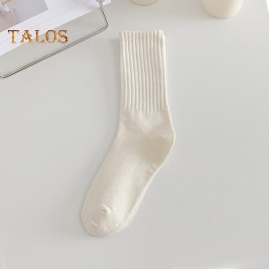 5 Pairs Women Socks Mid-tube No Odor Thick Warm Solid Color High Elasticity Anti-slip Sweat-absorption Anti-shrink Sports Winter Socks