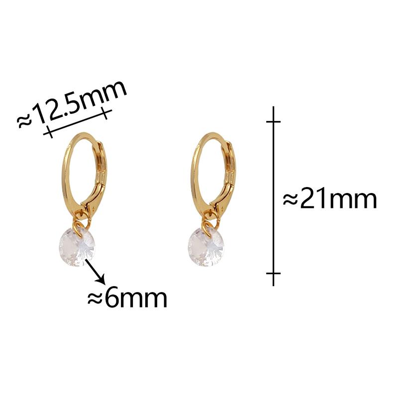 PONYKISS Sterling Silver Single Zircon Pendant Hoop Earrings for Women Minimalist Classic Fine Round Accessories
