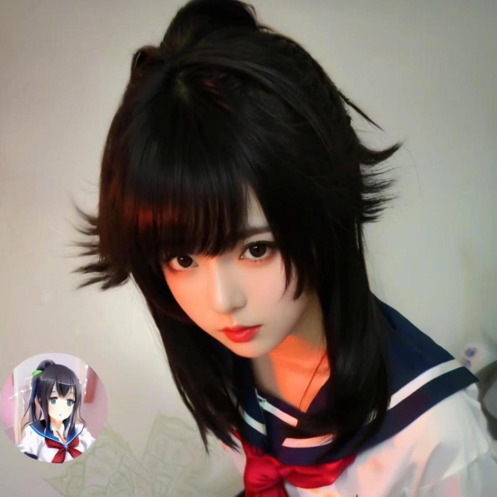Halloween Party Girl's Navy Blue Sailor Skirt Pantyhose Loli Black Leather Shoes Yandere Simulator Ayano Aishi Cosplay Costume