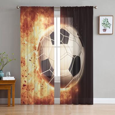 Flame Football Shooting Sport Athletics Tulle Curtains Kitchen Door Curtain Sheer Voile Christmas Curtains For Living Room
