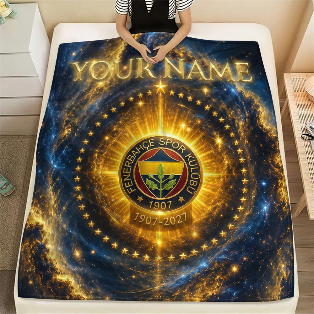 Custom Name Fenerbahçe Flannel Blanket, High Quality Comfortable for All Seasons, Home Decor, Warmth and Comfort