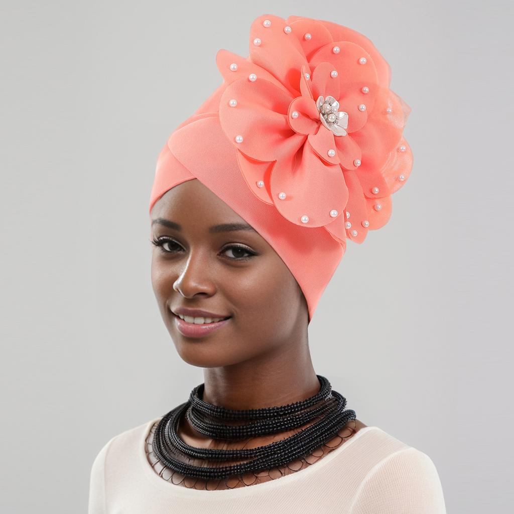 Elegant African Lady Head Wraps Nigeria Party Headwear Wedding Headtie Big Flower Turban Cap for Women 2026 New Gift
