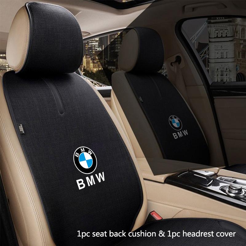 Front/Rear Linen Car Seat Cover Cushion