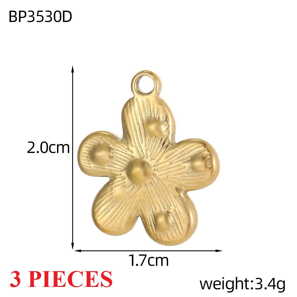 3PCS/LOT CARLIDANA Gold Plated Stainless Steel Charms, Flower Animal Heart Bow Pendants for DIY Necklace Jewelry Making