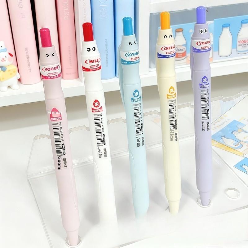2/5Pcs 0.5Mm Large Capacity Fun Quick-Drying Pens Creative Milk Bottle Gel Pens Simple Cute And Stylish Black Pens