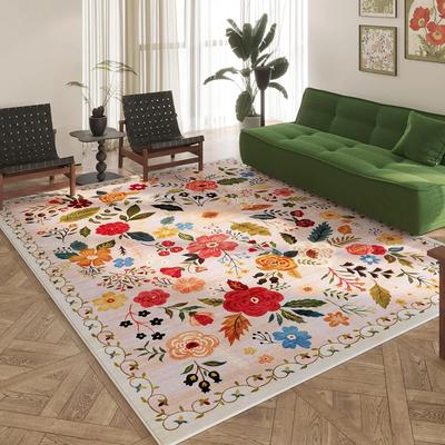 Alfombra Pequeña Boho Floral Lavable a Máquina Antideslizante de Pelo Bajo Alfombras para Entrada Cocina Puerta Principal Alfombra Decorativa de Interior