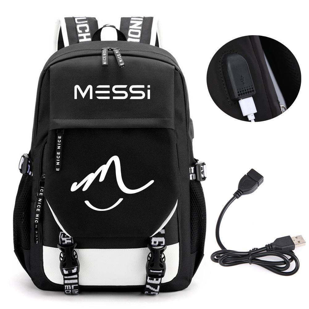 Football Star Peripheral Backpack Fashion Teen Usb Backpack Campus Student School Bag