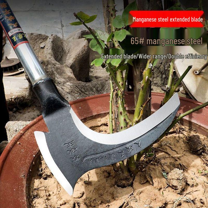 High Manganese Steel Double-Edged Sickle: Multi-Functional 1m Outdoor Brush Knife for Grass, Firewood, and Tree Cutting.