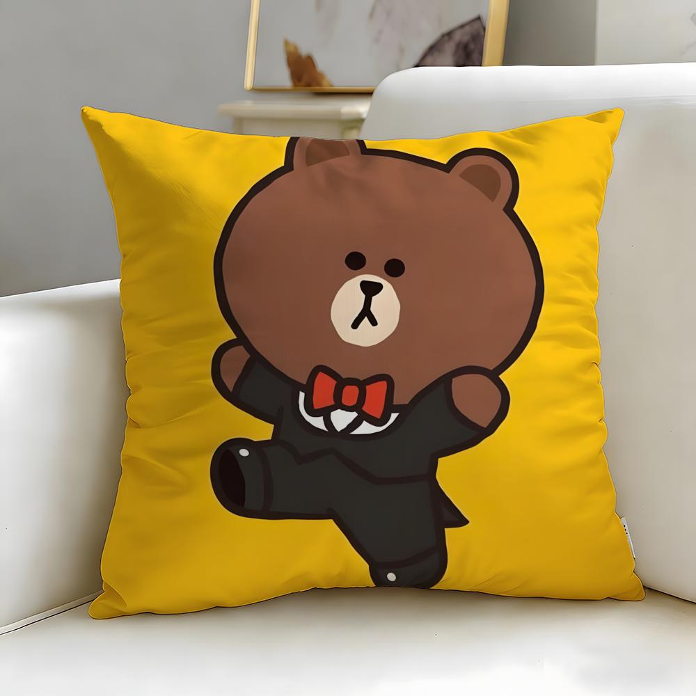 classic cartoon Cartoon Bear Cushion Cover Soft  EasyWash Pillow Case  Versatile for Couch Bed Travel and Office