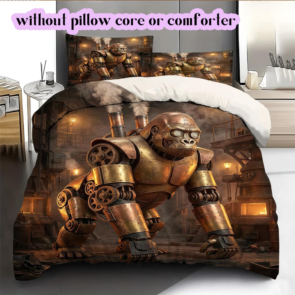 Medieval MachineryPattern Bedding Quilt Set Quilt Cover Pillowcase Home Decoration Birthday Gift (1 * duvet cover + 2 * pillowcase, without core)