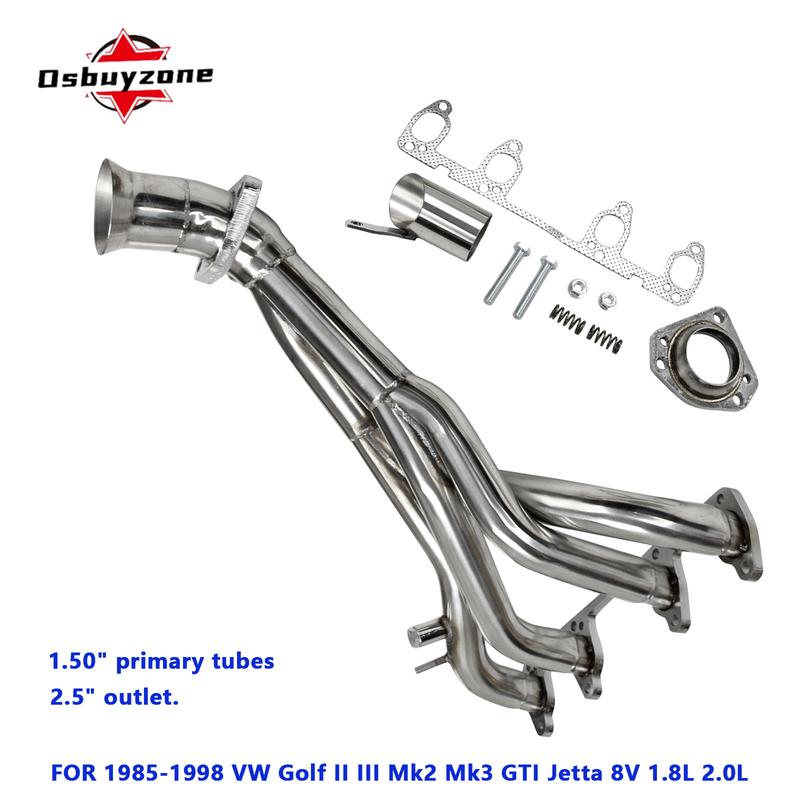 Race Exhaust Manifold Headersfor for 1985-1998 VW Golf II III Mk2 Mk3 GTI Jetta 8V 1.8L 2.0L