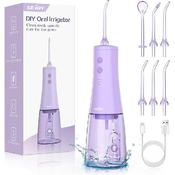 350mL/12oz Water Flosser with 3 Modes 6 Jet Tips,Dental Oral Irrigator USB Rechargeable Cordless Water Dental Picks for Teeth Cleaning,IPX7
