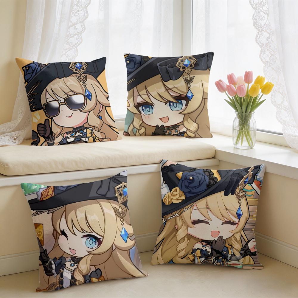 Navia Cute Genshin Impact Cushion Cover Square Short Plush Pillow Case Living Room Sofa Home Decor Funda X