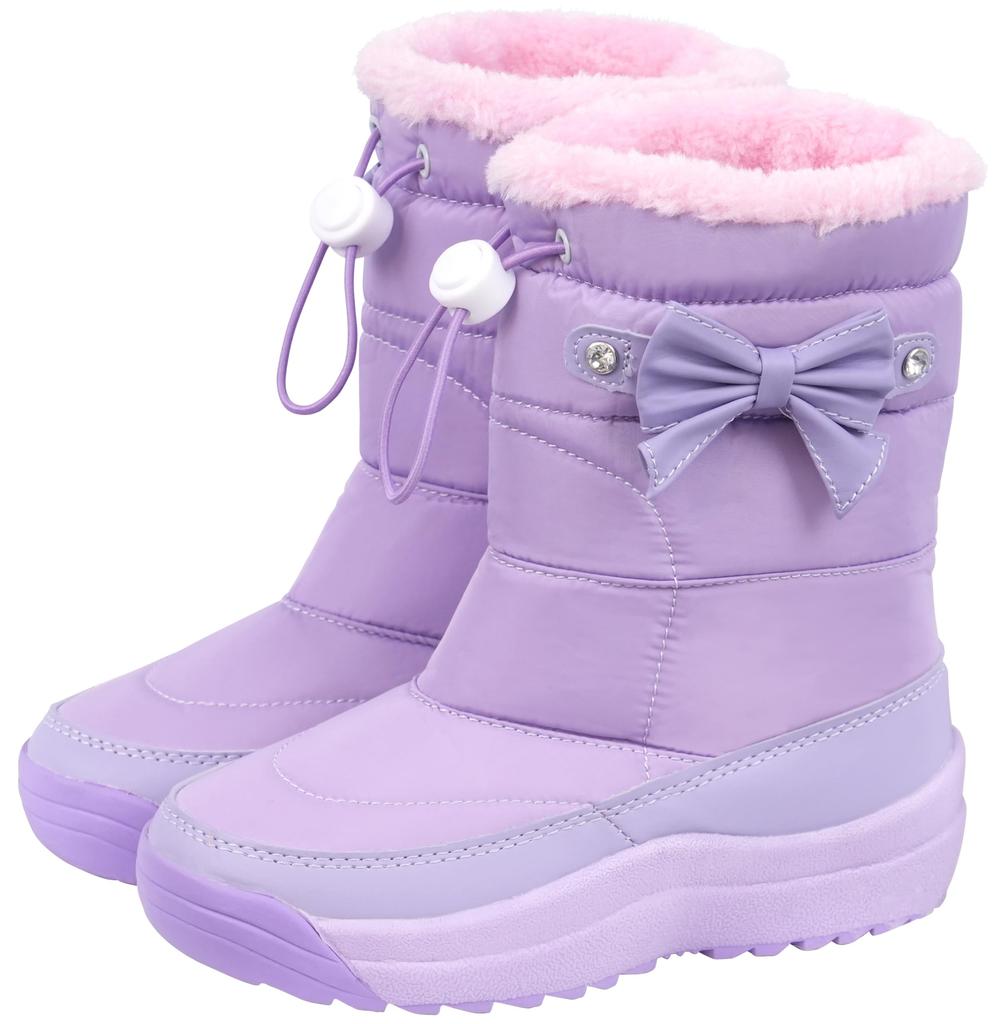 Arisana Snow Cold Weather Boots with Spiked Size M Kids' Boots, Girls' Ribbon, Lavender, (19cm-20cm)