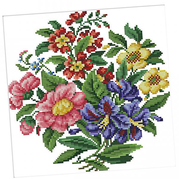 Flowers Stamped Cross Stitch Kit for Beginners Home Art Decor 35 x 35cm 11CT kjøp billig — fri