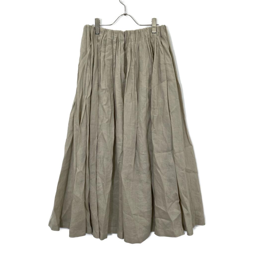 Ebure Beige Linen Flared Skirt Skirt 38 beigeUsed