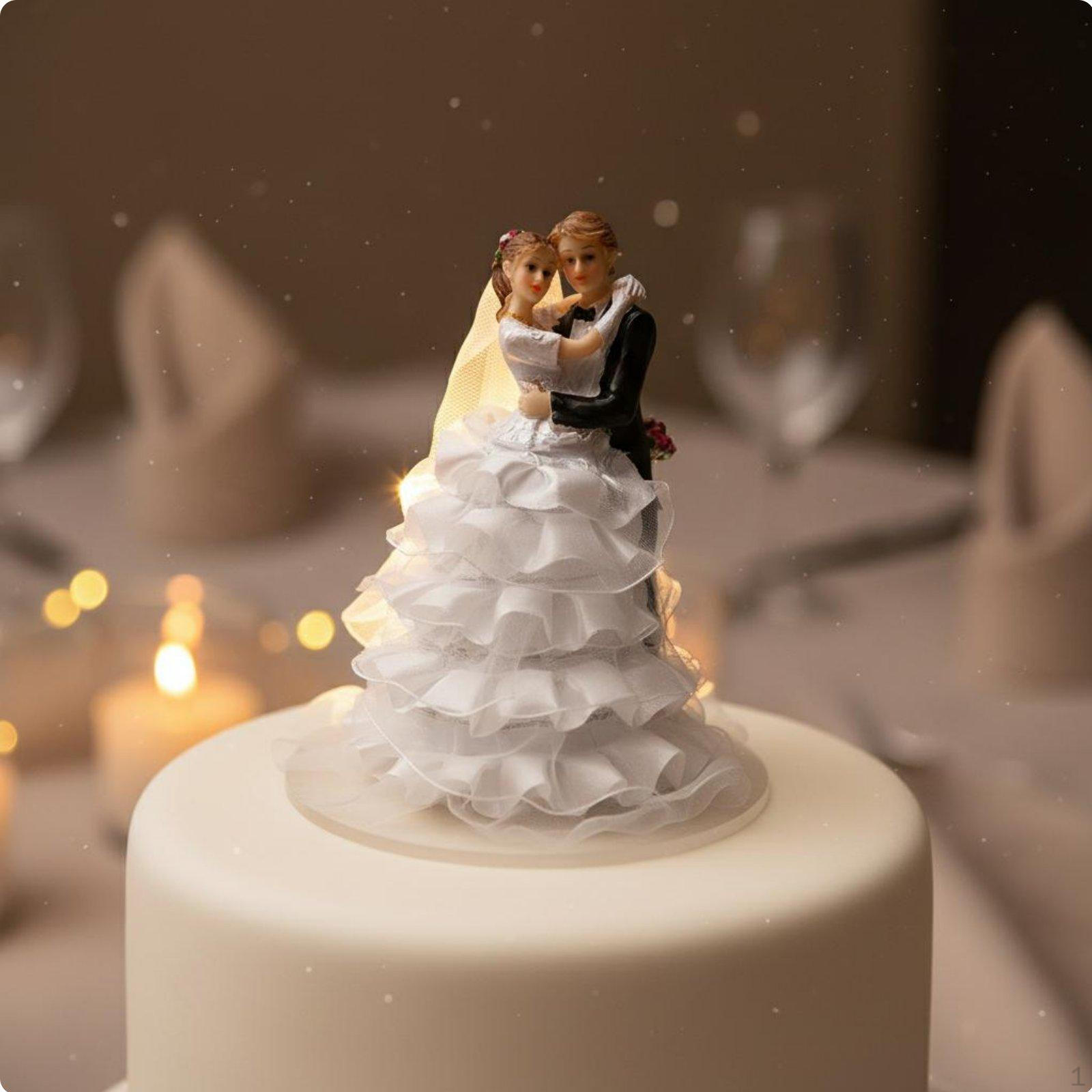 Bride and Groom Cake Topper Western Design Romantic Couple Resin Wedding Figurine