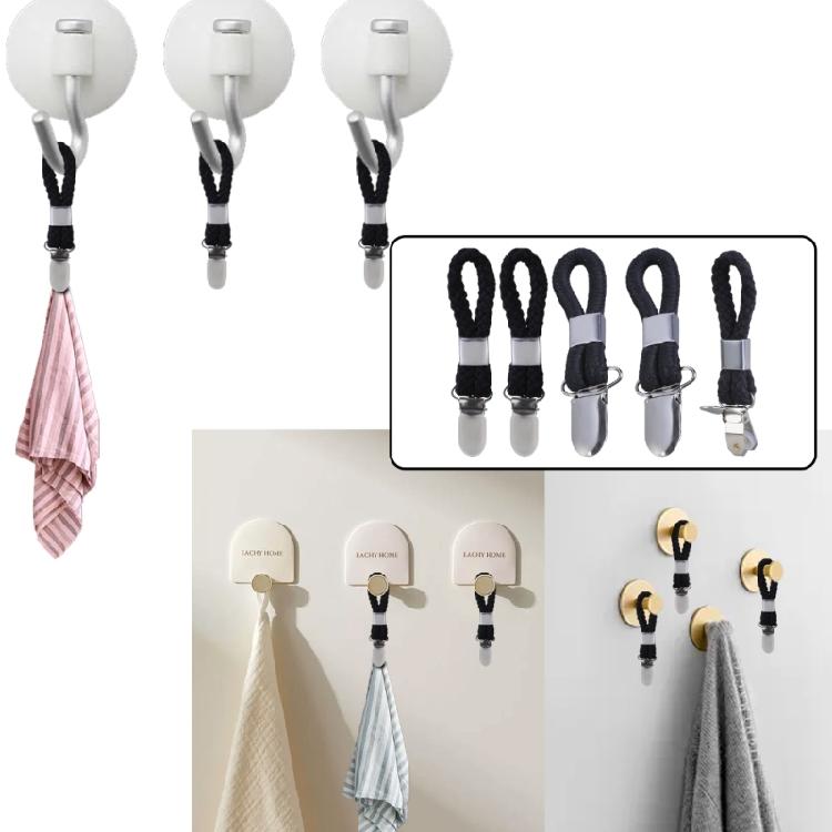 Fyra Handduksklämmor Fästanordningar Grepphållare Klämma Med Bomullsrep För Bekväm Hängande Lösning Effektiv Organisation
