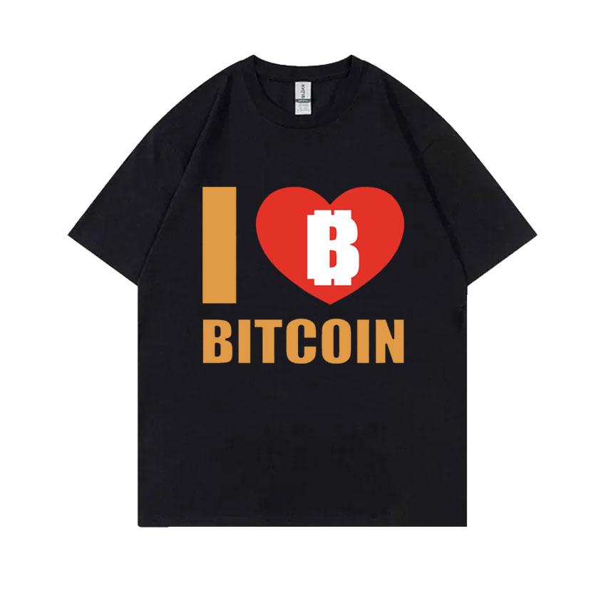I Love Bitcoin Funny Meme Tshirt Men Fashion Casual Oversized Ocollar T Shirts Summer Unisex Vintage Short Sleeve Tshirt XL