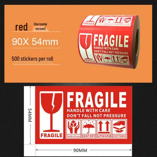 Fragile Glass Cup Handle with Care Warning Sticker