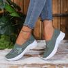 Women Floral Butterfly Embroidery Knitted Slip On Walking Shoes Breathable Mesh Eva Sole Non Slip Comfort Mom Casual Sneakers