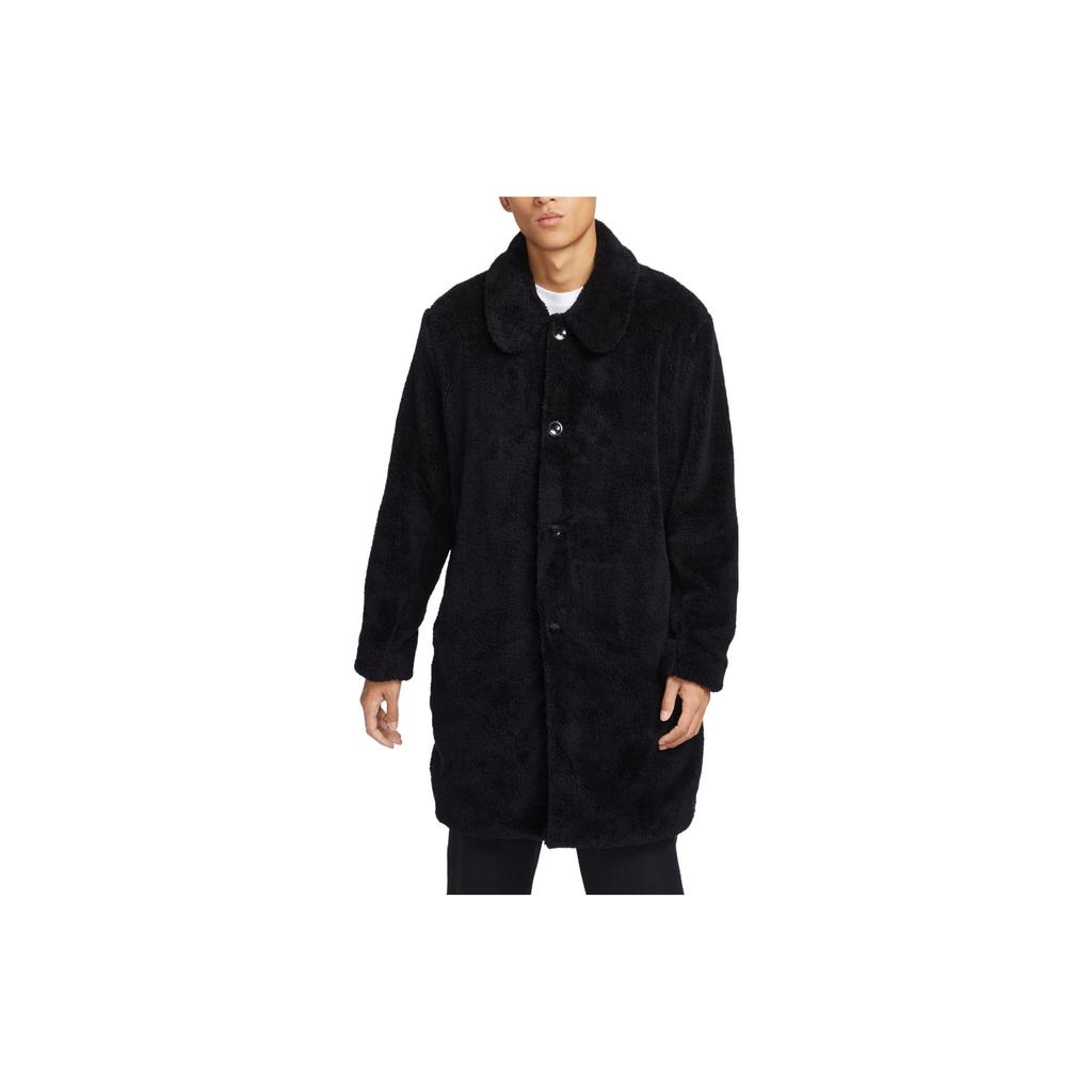 Nike Solid Color James Coral Fleece Spliced Single-Breasted Casual Jacket Men Jacket Black FB7120-010