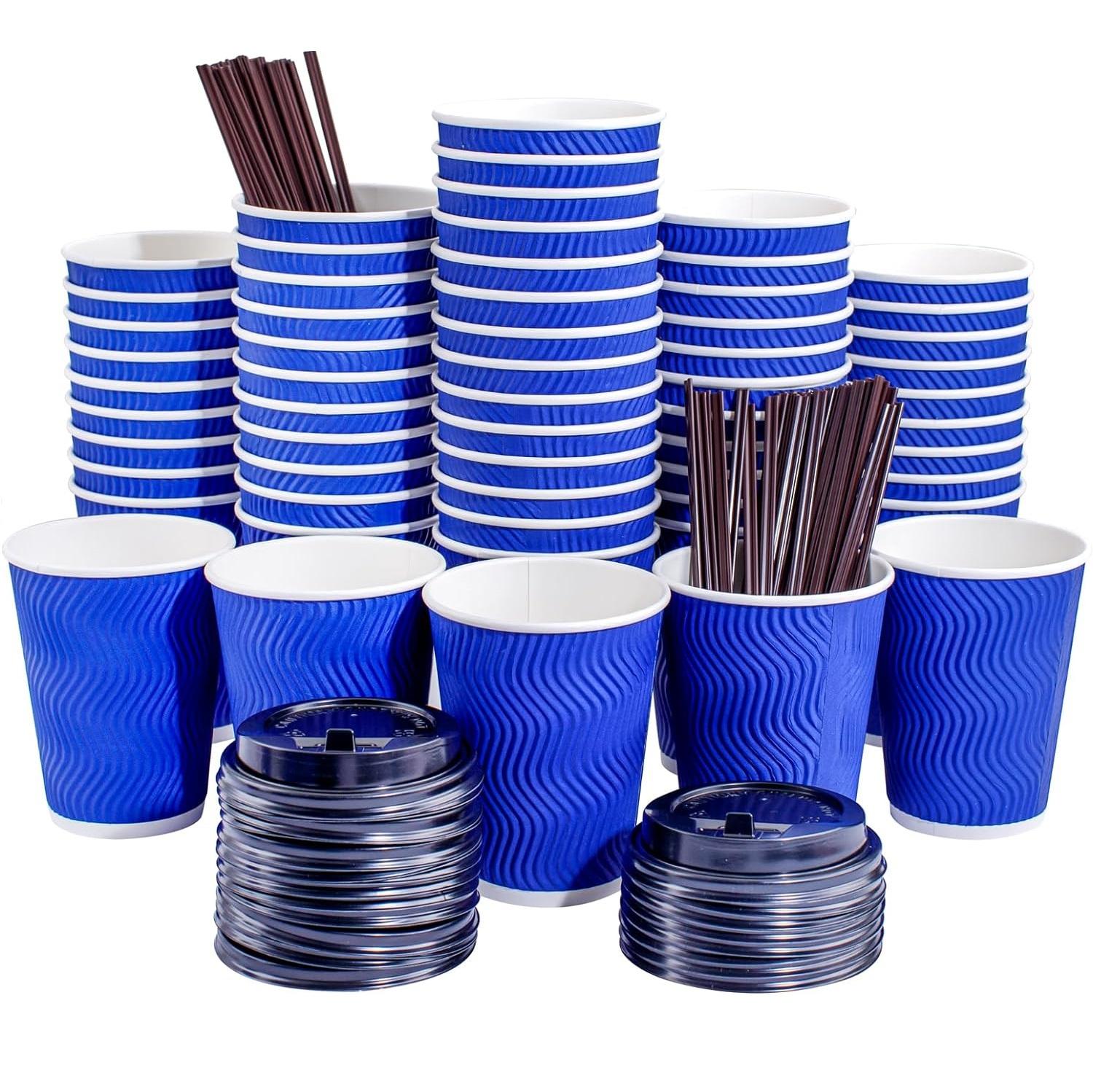 

Одноразовые крышки для кофе с толстыми соломинками Set of 6pcs