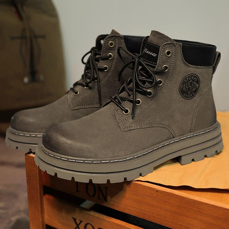 2024 Autumn/Winter High-Top Pigskin Martin Boots - Thick Sole Heightening Desert Style for Couples