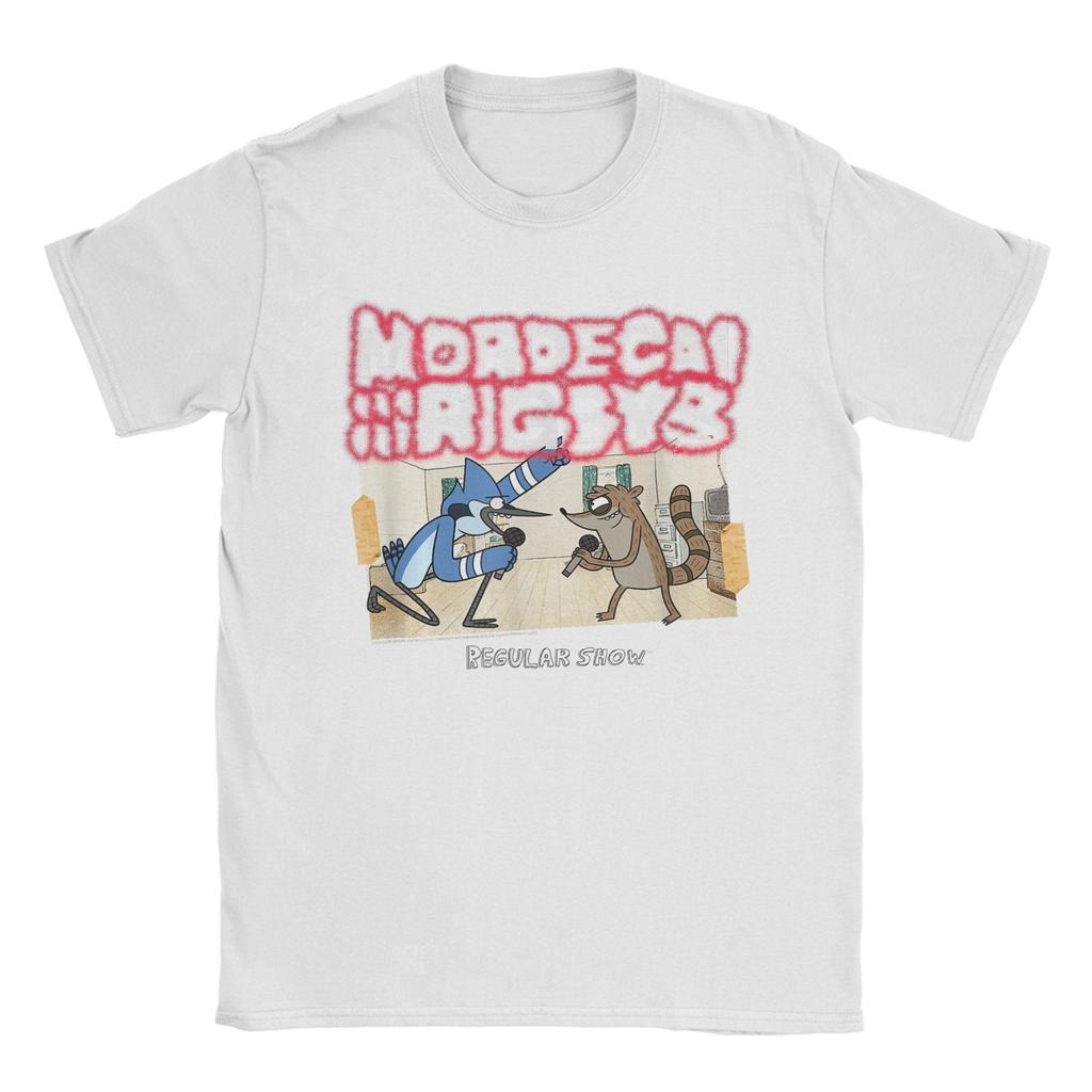 T-shirt Uomo Regular Show Mordecai and The Rigbys Band Creative 100% Cotone Girocollo Manica Corta Magliette Taglie Forti