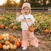 Baby Mädchen Halloween Kürbis Stickerei Pullover Rundhals Langarm Sweatshirt mit Elastischer Taille Schlaghosen Set