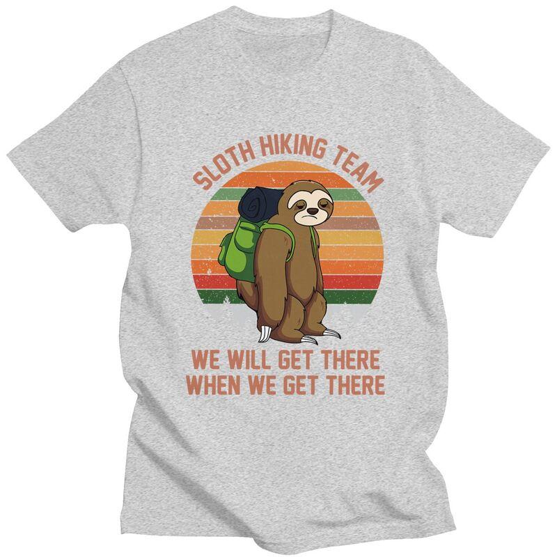 Custom Sloth Hiking Team T Shirts Men ShortSleeve Tshirts Streetwear Tee Tops Oversized Tshirts Merch