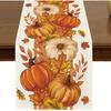Fall Orange Pumpkin Table Runner 13x72 Inch Seasonal Autumn Thanksgiving Maple Leaf Stripes Kitchen Dining Table Decor for Indoor Outdoor Farmhouse
