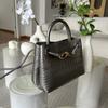 2026 New Leather Women's Bag Fashion Trendy Crocodile Pattern Stone Pattern Woven Butterfly Buckle Commuter Tote Small Bag Cross-border