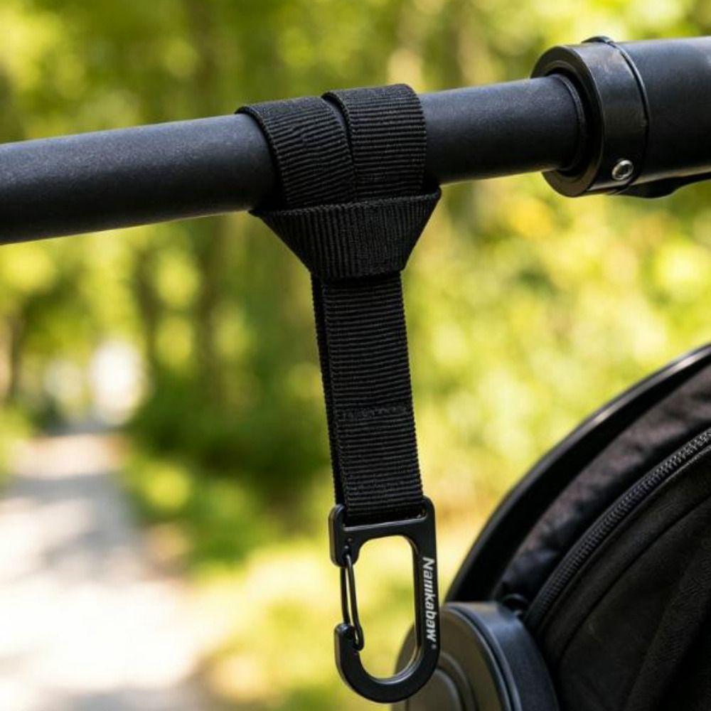 2pcs Multifunctional Webbing Spring Snap Hook Black Hanging DIY Backpack Keychain for Electric Bike
