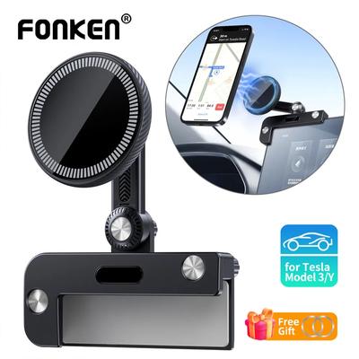 FONKEN Magnetic Car Phone Holder for Tesla Model 3 Model Y Car Phone Stand Compatible with Magsafe Car Mount for IPhone 12 13 14