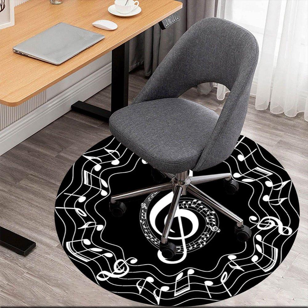 

Music Notes Treble Clef Vinyl Record Design Sticker DecalRound Non-Slip chair mat chair carpet for office Rugs for Office Decor Gift For Valentine s D 80cm by 80cm