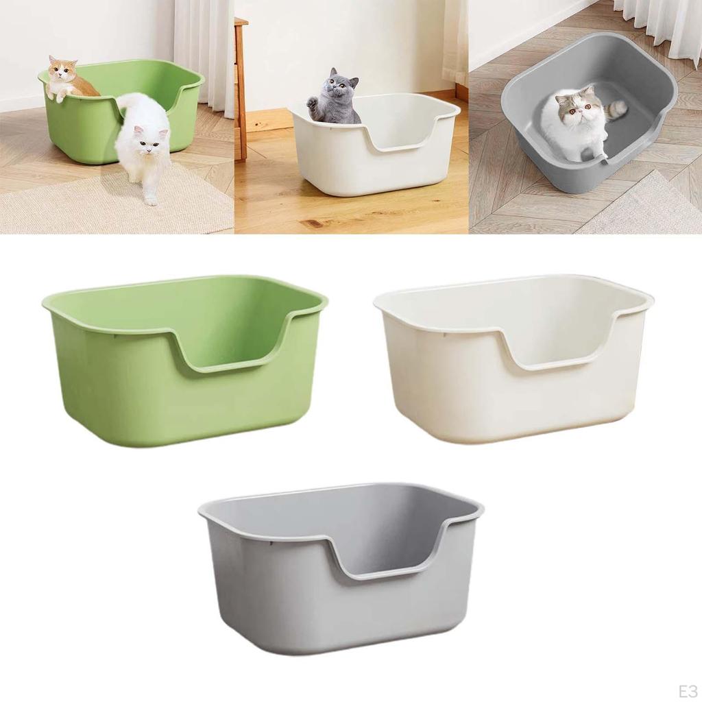 Litter Box, Open Top Cat Sandbox for Cats, Durable Bed Pan Cats with High, Box