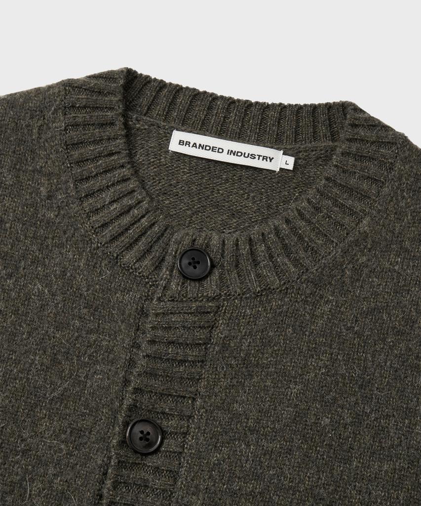 Branded Brushed Alpaca Cardigan [Dark Olive]