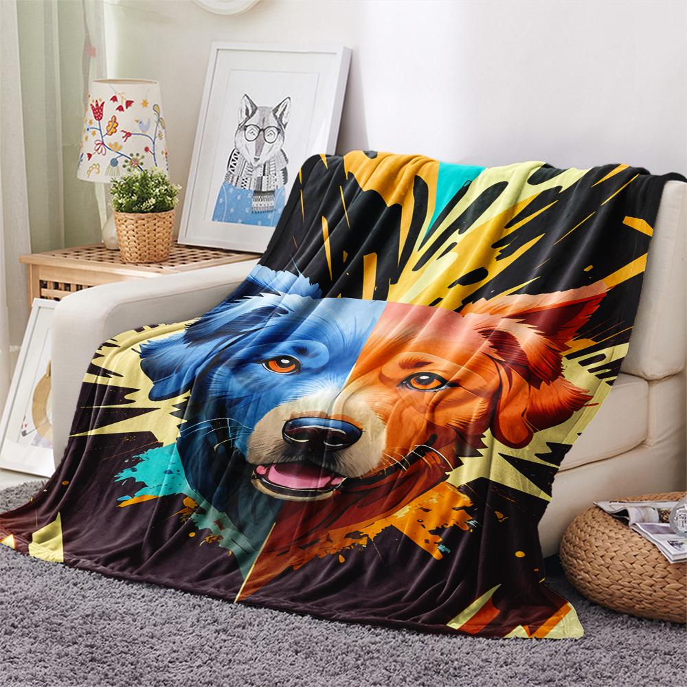 1 ks Flanelová deka s kresleným potiskem, Vysoce kvalitní, Pohodlná pro všechna roční období, Domácí dekorace, Teplo a pohodlí, Perfektní jako vánoční dárek k narozeninám