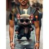 Funny Mouse Pattern T-Shirt For Men Cute Animal 3D Printed Tees Summer Casual Short Sleeve O-Neck