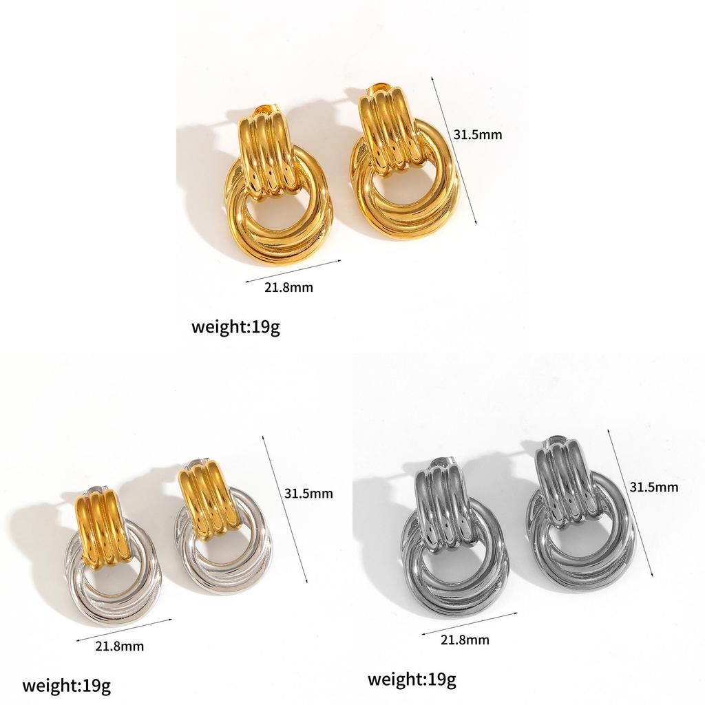 Geometric Stainless Steel Earring Jewelry With Electroplated Finish For Stylish Ladies