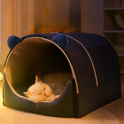 Nido para mascotas cálido en otoño e invierno Nido para gatos completamente cerrado Casa para perros tipo casa extraíble y lavable Cama para perros pequeños de gran espacio