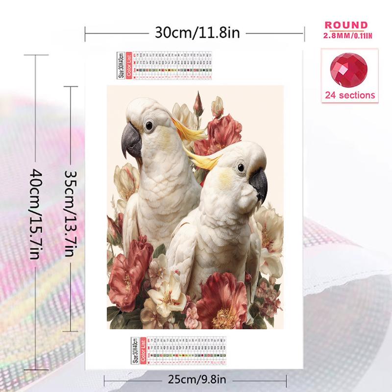 Beautiful cockatoo Pattern 3pcs 100% Round Full Drill 5D DIY Diamond Painting Embroidery Cross Stitch Rhinestone Décor
