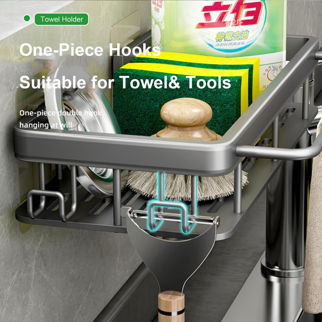 Wall Storage Suspended Kitchen Sink Drainer Sponge Holder Kitchen Soap Rack No Drill Shelf Storage And Kitchen Organization