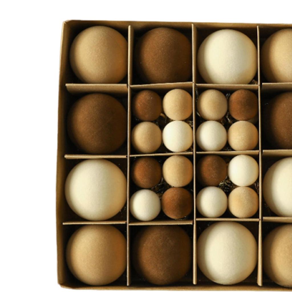 Flocked Xmas Balls Ornaments Christmas Tree Hanging Ball 6cm and 3cm Reusable Shatterproof for Party