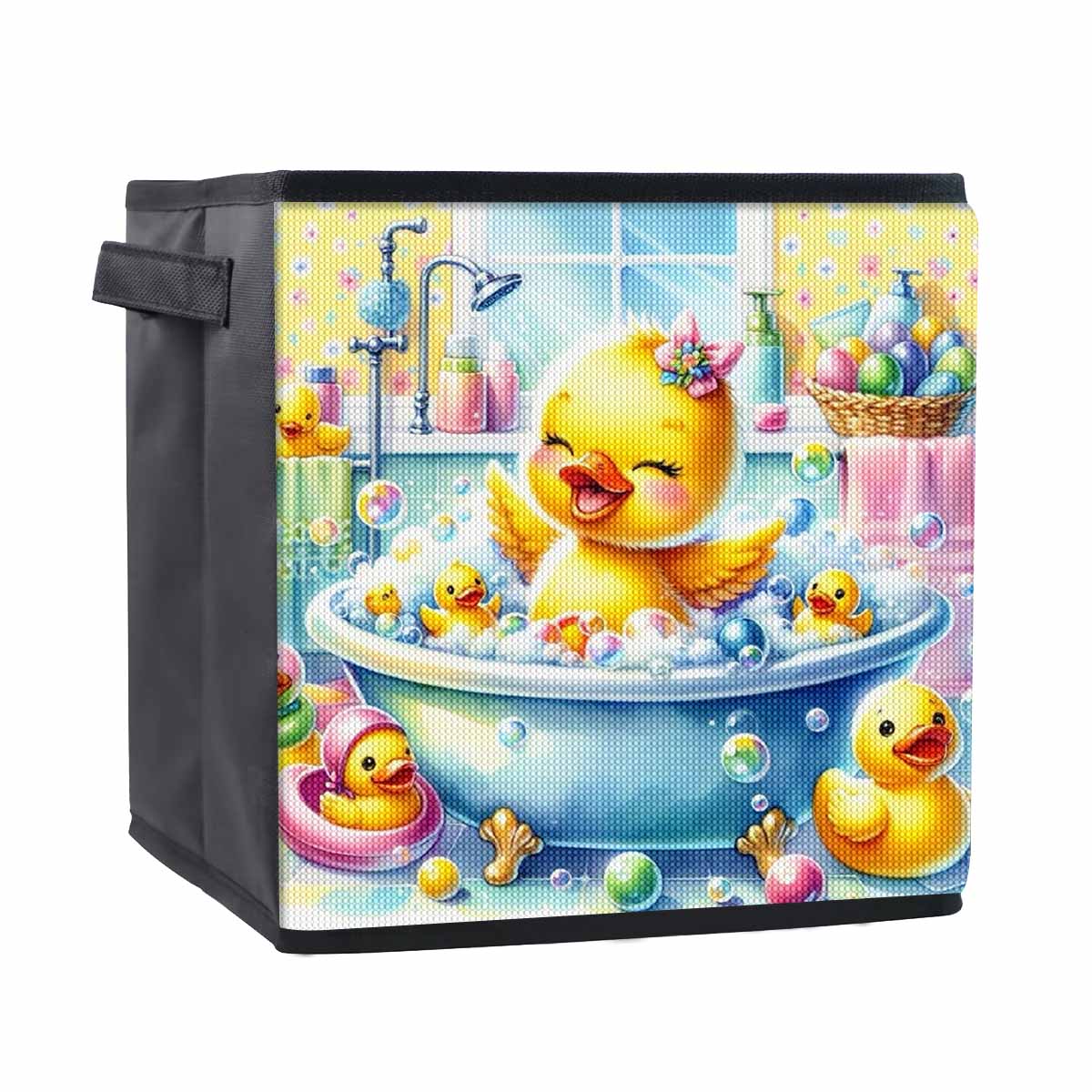 

A Bathing Duck 5D Diamond Painting Storage Basket Full Round Drill Mosaic Diamond Embroidery Cross Stitch Kits Home Decor Home Decor 25cmx25cm