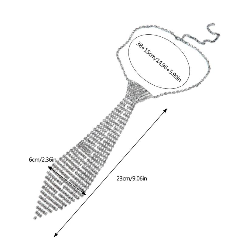 Japanese JK Necktie Knot Free Rhinestones Tie for Women Men Shimmering Neck Tie Club Party Necklace Tie Costume Neckwear