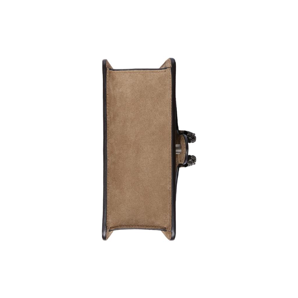 Gucci Borsa a Spalla Mini Borsa a Tracolla in Tela con Chiusura a Bottone Magnetico Logo Vintage Testa di Tigre Borse da Donna Beige Marrone Scuro 752029-KHNRN-8642
