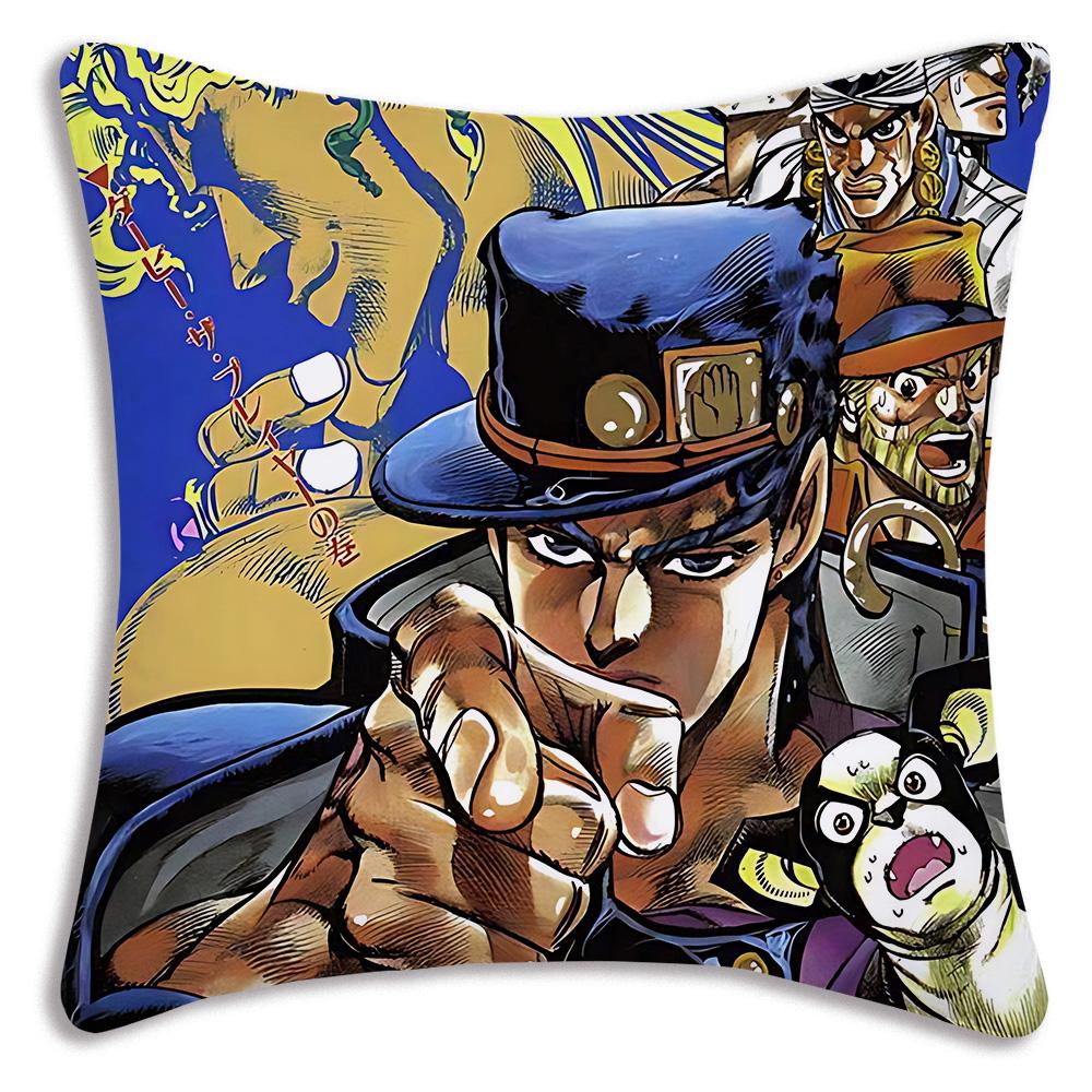 Cute JoJos Bizarre A-Adventure Pillow Covers Cartoon Sofa Decorative Home Double-sided Printing Short Plush Cute Cushion Cover